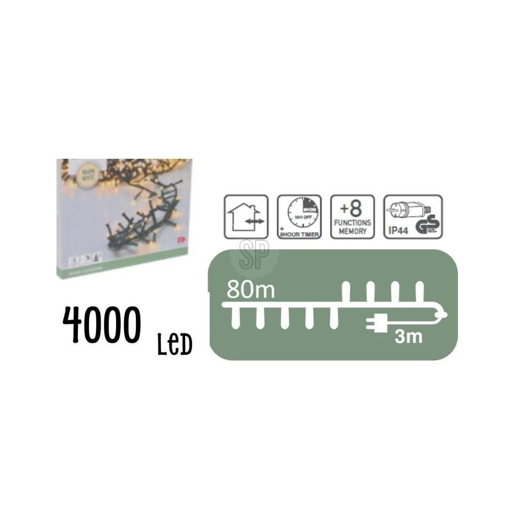 LUCI LED 4000 BULBI LUCE CALDA 80 MT.